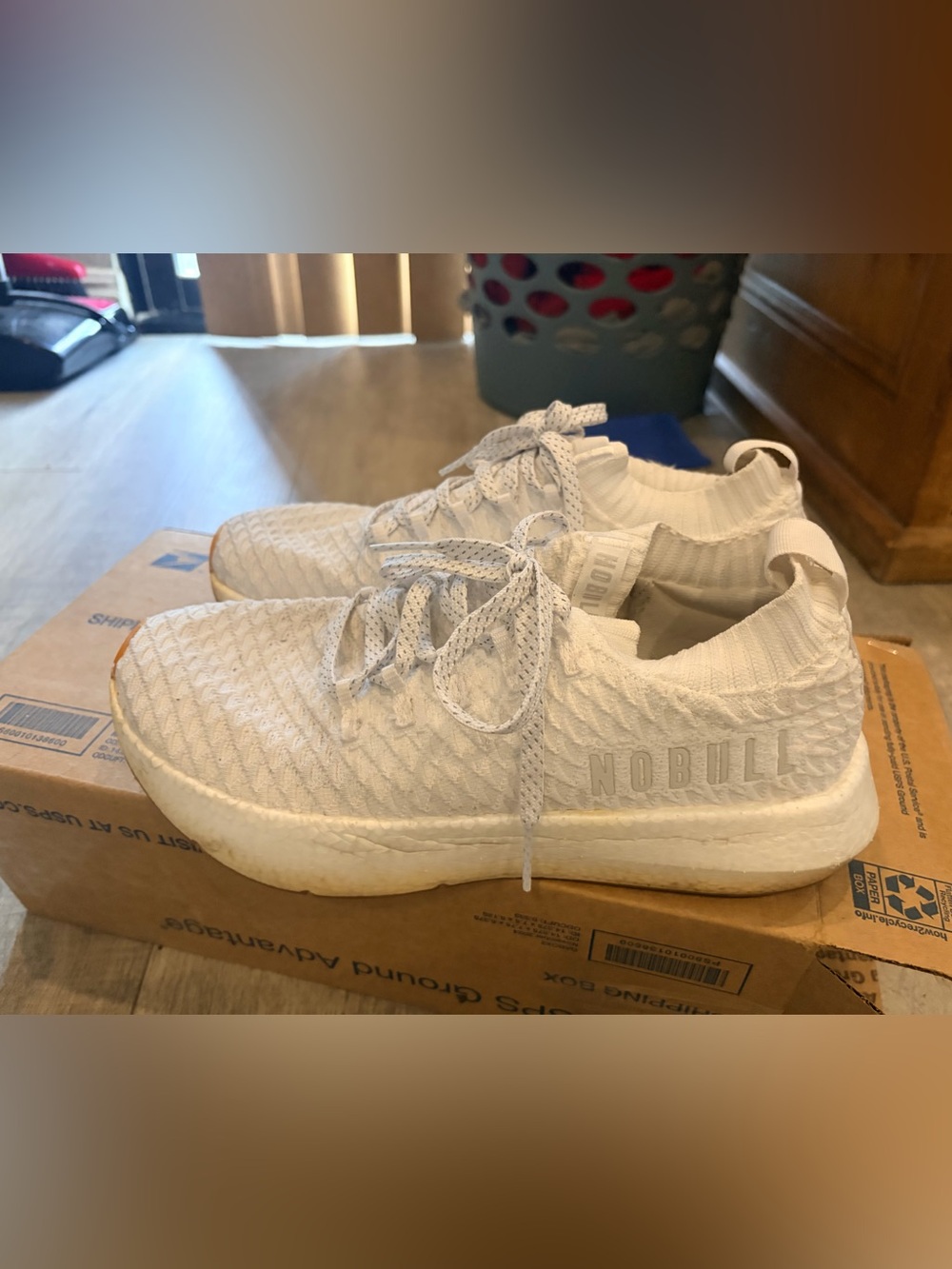 NOBULL White Knit Lace-Up Training Sneakers